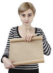 Image showing Woman holding a paper