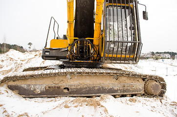 Image showing caterpillar excavator tractor cabin snow winter 