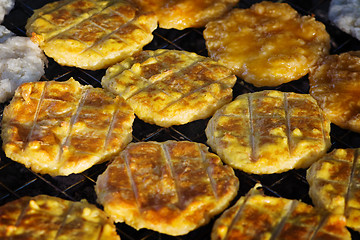 Image showing Rice fried cakes. Open market in Thailand