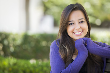 Image showing Mixed Race Female Student Portrait on School Campus