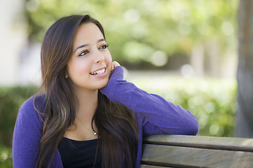 Image showing Mixed Race Female Student Portrait on School Campus