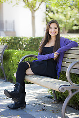 Image showing Mixed Race Female Student Portrait on School Campus