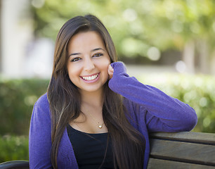 Image showing Mixed Race Female Student Portrait on School Campus