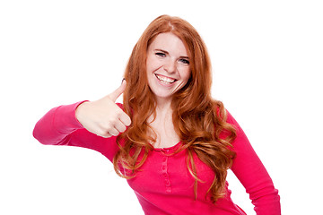 Image showing young smiling redhead woman portrait isolated expression 