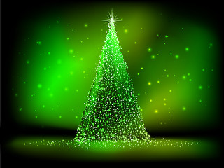 Image showing Abstract golden christmas tree on green. EPS 10