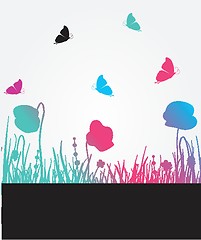 Image showing Floral card with butterflies