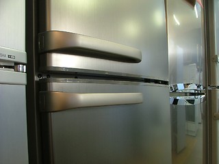 Image showing new fridges in line (handles)