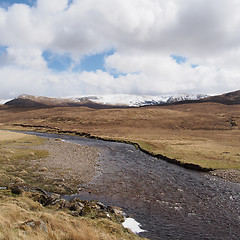 Image showing South Monadhliath mountains, river Spey, Scotland in spring