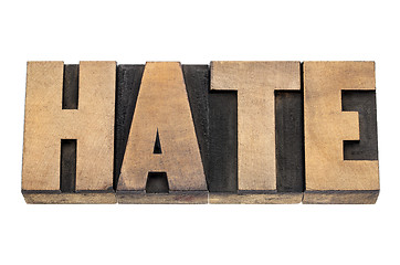 Image showing hate word in wood type