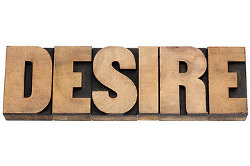 Image showing desire word in wood type