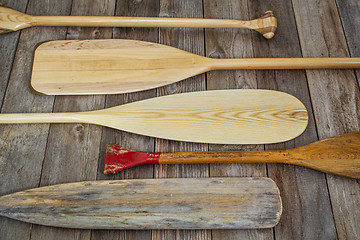 Image showing wooden canoe paddles