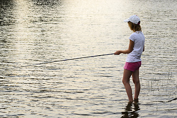 Image showing Girl on a fishing trip