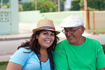 Image showing Hispanic Woman with Her Grandfather