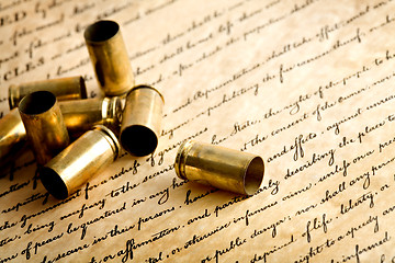 Image showing bullet casings on bill of rights