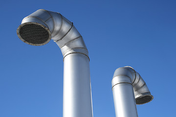 Image showing Two metallic industrial pipes