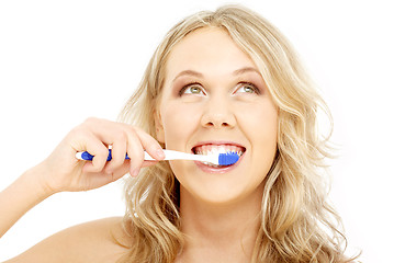 Image showing happy blond with toothbrush