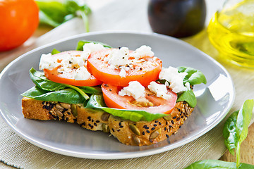 Image showing Feta and Spinach sandwich