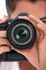 Image showing Man focusing his camera