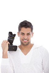 Image showing Professional photographer with his camera