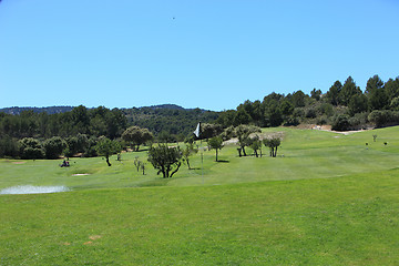 Image showing Beautiful lush green golf course