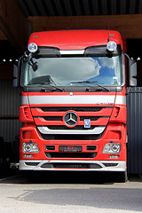 Image showing Red Mercedes-Benz Actros Truck