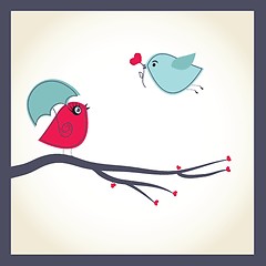 Image showing Birds couple in love. Vector illustration