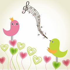 Image showing Birds couple in love. Vector illustration