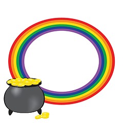 Image showing Black vector pot of leprechauns gold with lucky clovers