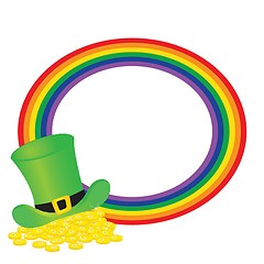 Image showing Black vector pot of leprechauns gold with lucky clovers