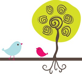 Image showing Birds couple in love. Vector illustration