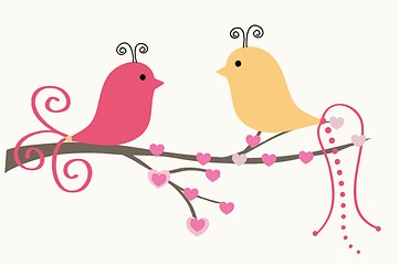 Image showing Birds couple in love. Vector illustration