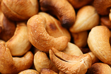 Image showing Roasted cashew nuts close up