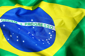 Image showing Waving Fabric Brazil Flag