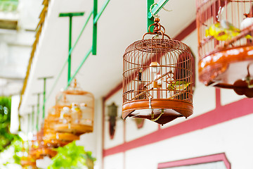 Image showing Birdcage on bird park in Hong Kong