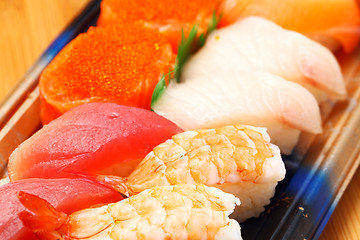 Image showing Sushi bento box close up