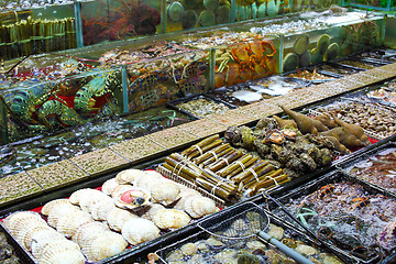 Image showing Seafood tank at market in Hong Kong