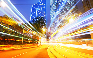 Image showing Night traffic light trail