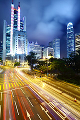 Image showing Traffic in city at night