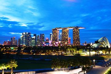 Image showing Singapore skyline at night