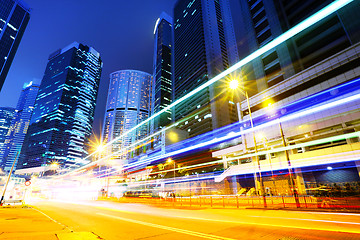 Image showing Traffic in city at night