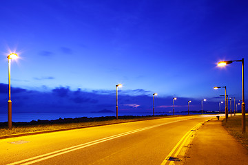 Image showing Empty asphalt road at night