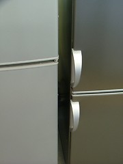 Image showing new fridges in line (handles)