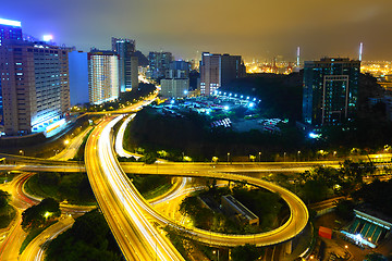 Image showing Traffic Light Trail on Highway