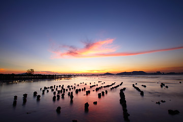 Image showing Sunset coast