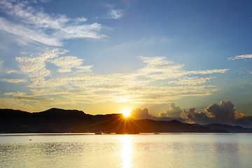 Image showing Sunrise and sea