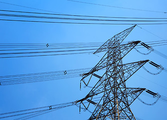 Image showing Powerline under blue sky