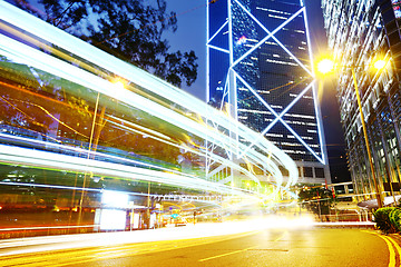 Image showing Traffic trail at night in Hong Kong