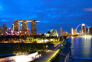 Image showing Singapore skyline at night