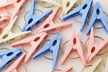 Image showing Heap of colorful clothespin