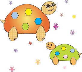 Image showing Cartoon turtle. Coloring book. Vector illustration.